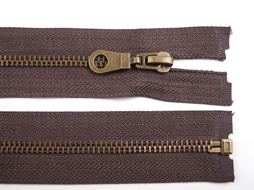 Staromosazný zip šíře 5 mm délka 60 cm bundový
