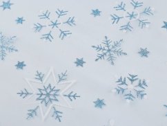 Tyl oděvní / dekorační vánoční vločky s glitry