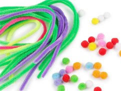 Kreativní sada chlupaté drátky a bambulky neonové