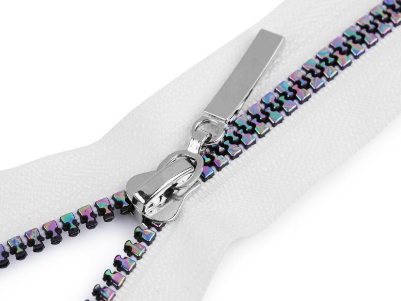 Duhový kostěný zip šíře 5 mm délka 80 cm