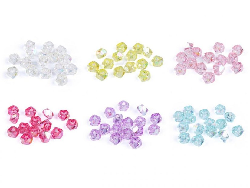 Plastové korálky s velkým průvlekem diamant s AB efektem 8x13 mm