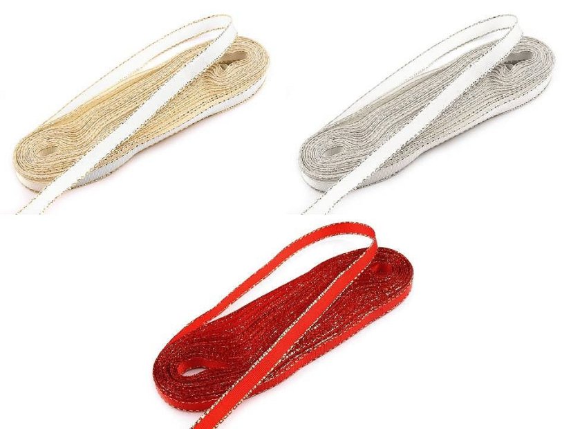 Stuha taftová šíře 6 mm s lurexem