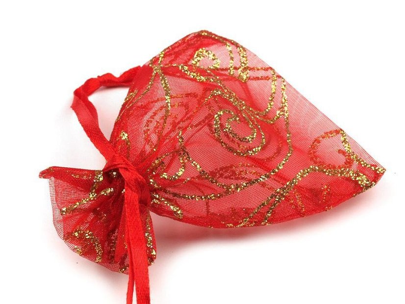Dárkový pytlík 6,5x9 cm organza s glitry