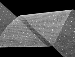 Tylová stuha se stříbrnými puntíky šíře 10 cm