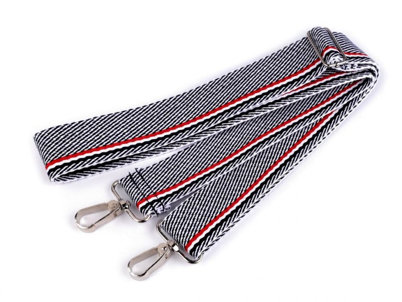 Textilní ucho / popruh na tašku s karabinami délka 79-142 cm