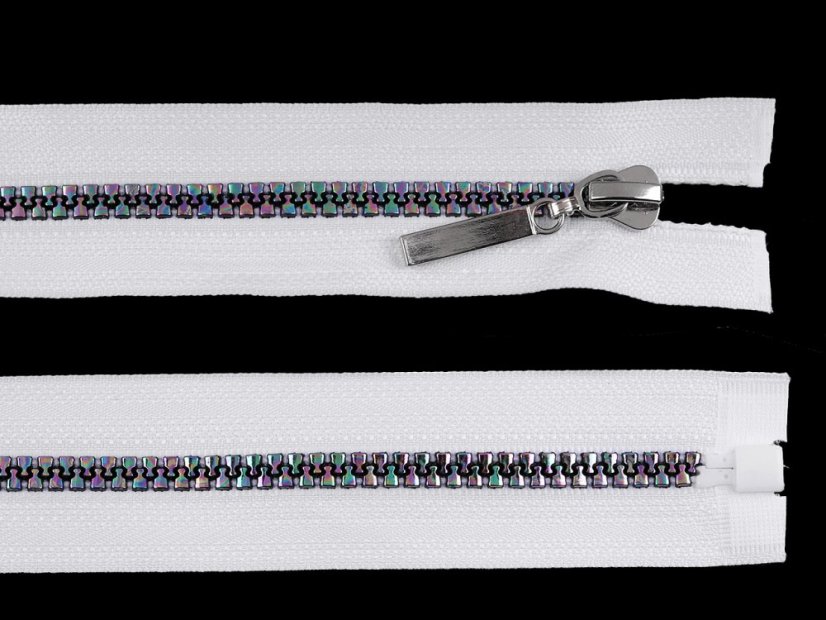 Duhový kostěný zip šíře 5 mm délka 80 cm