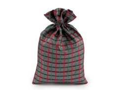 Vánoční dárkový pytlík káro s lurexem 20x30 cm