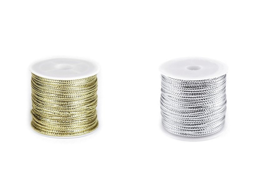 Dutinka s lurexem šíře 2 mm plochá, vánoční
