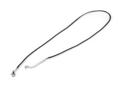 Voskovaná šňůrka s karabinkou z nerezové oceli délka 45 cm