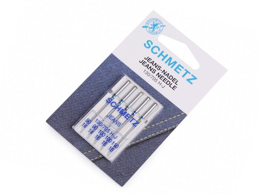 Strojové jehly Jeans 90; 100; 110 sdružené Schmetz na kartě