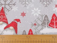 Vánoční bavlněná látka / plátno skřítek