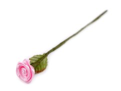 Mini saténová růže na drátku