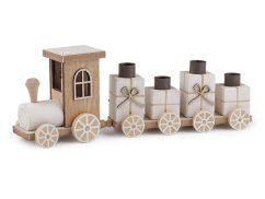 Vánoční dřevěný vláček adventní svícen