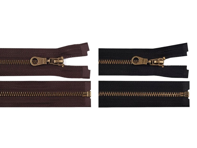 Staromosazný zip šíře 5 mm délka 85 cm bundový