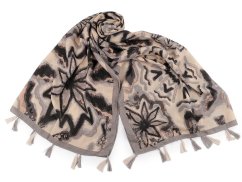 Šátek / šála / pléd s květy a střapci 80x180 cm