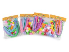 Kreativní sada chlupaté drátky a bambulky neonové