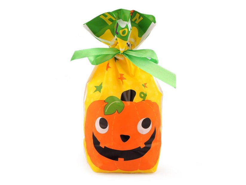 Sáček na potraviny s atlasovou stuhou Halloween 15x22,5 cm