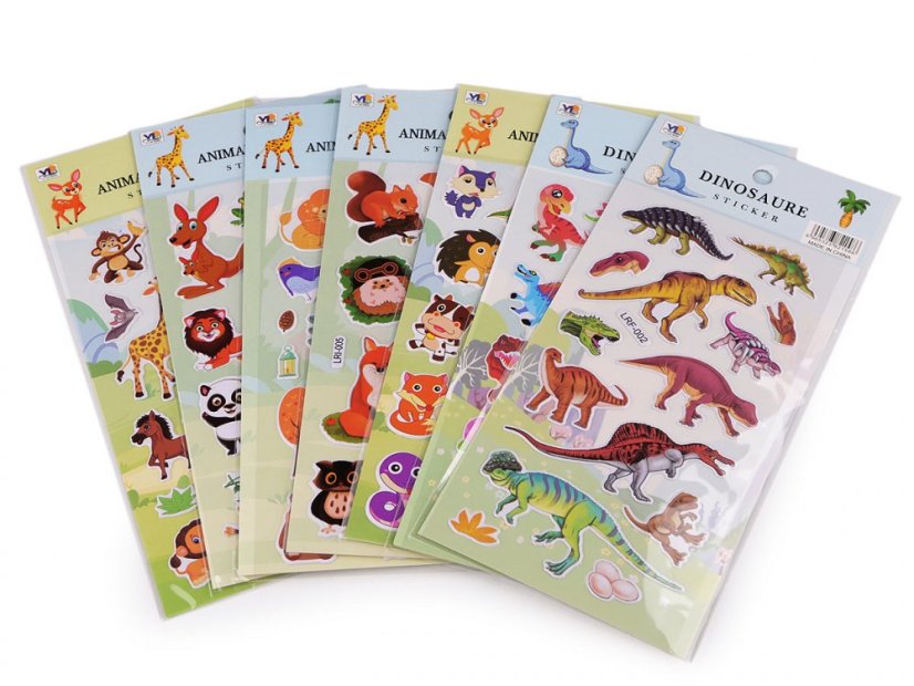Samolepky plastické - zvířátka, kočky, kosmonauti, dinosauři