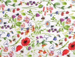 Bavlněná látka / plátno luční květy šíře 220 cm