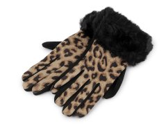 Dámské rukavice s kožešinou tygr, dotykové