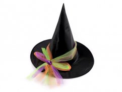 Karnevalový klobouk s tylovou mašlí - čarodějnice