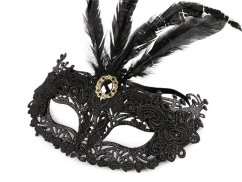 Karnevalová maska - škraboška krajková s peřím