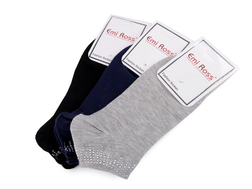 Dámské bavlněné ponožky kotníkové s kamínky Emi Ross