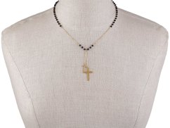 Náhrdelník z nerezové oceli křížek s broušenými korálky