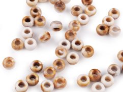 Plastové korálky s velkým průvlekem imitující mramor 6x9 mm