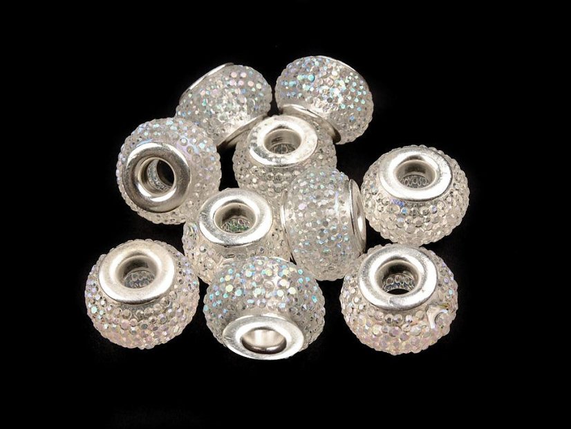 Plastové korálky s velkým průvlekem / plavkové 9x14 mm