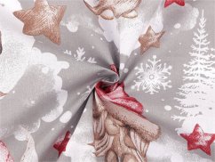Vánoční bavlněná látka / plátno skřítek