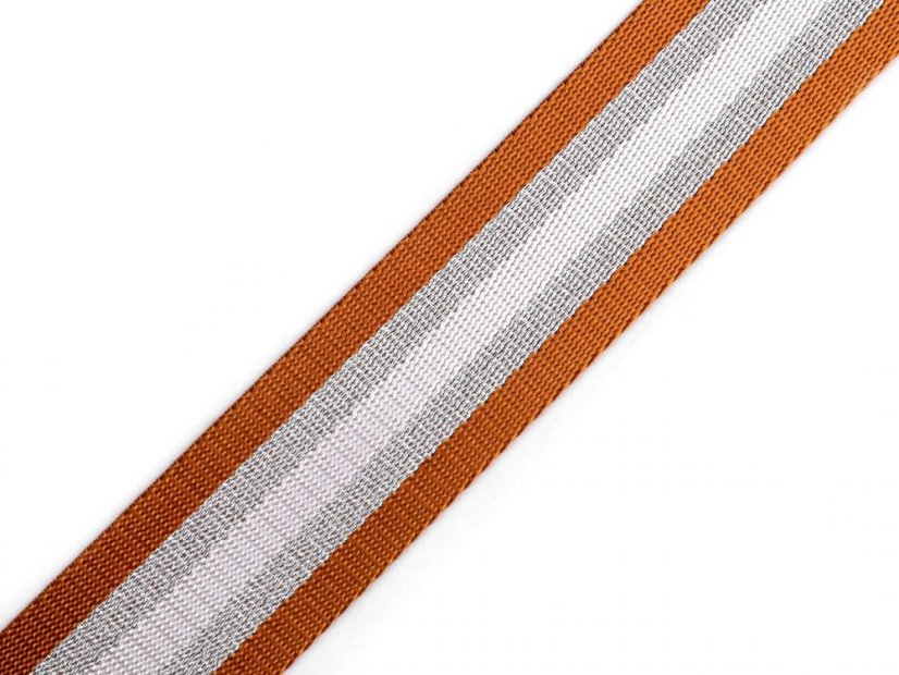 Hladký oboustranný popruh s lurexem šíře 38 mm