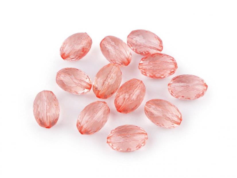 Plastové korálky ploškované olivy 10x15 mm