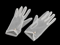 Společenské rukavice tylové s perlou