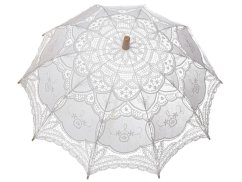 Svatební deštník bavlněný, vyšívaný k focení