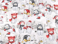 Vánoční bavlněná látka / plátno sněhulák