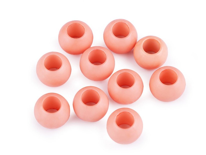Plastové korálky matné s velkým průvlekem / plavkové 10x12 mm