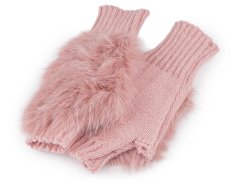 Dámské / dívčí pletené rukavice bezprsté s kožešinou