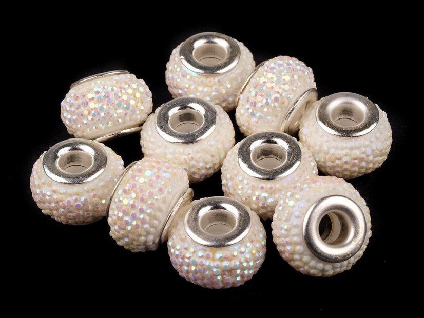 Plastové korálky s velkým průvlekem / plavkové 9x14 mm