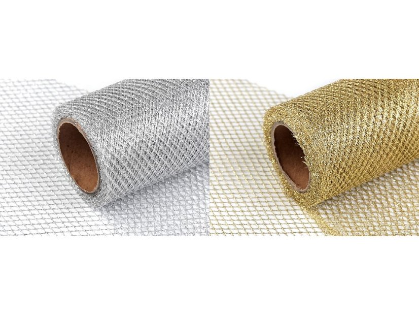 Dekorační stuha / síťka s lurexem šíře 15 cm
