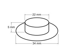 Průchodky s podložkou vnitřní Ø22 mm / vnější Ø34 mm