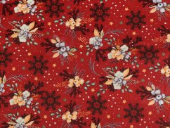 Vánoční bavlněná látka / plátno větvičky