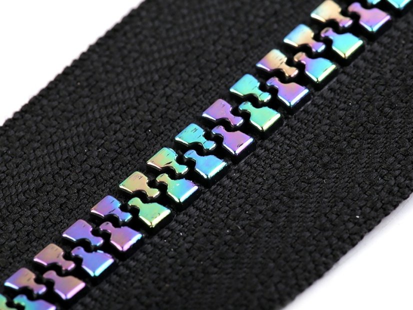 Duhový kostěný zip šíře 5 mm délka 80 cm