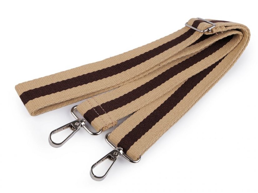 Textilní ucho / popruh na tašku s karabinami délka 79-142 cm