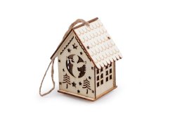 Dřevěný kostel svítící k zavěšení