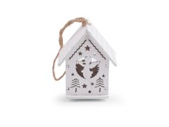 Dřevěný kostel svítící k zavěšení