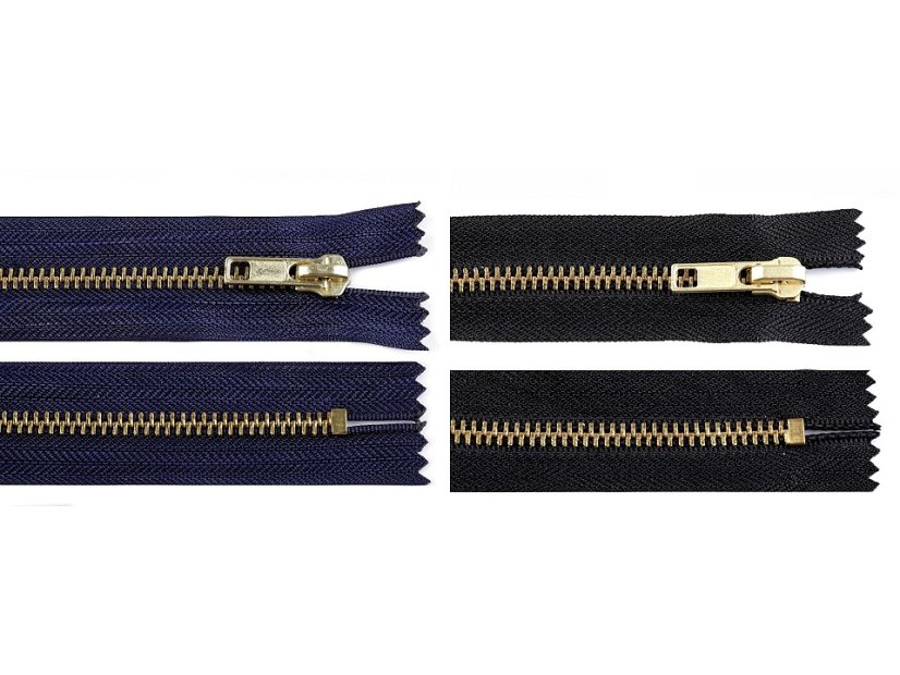 Kovový zip šíře 6 mm délka 16 cm