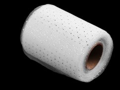 Tylová stuha se stříbrnými puntíky šíře 10 cm