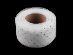 Tylová stuha se stříbrnými puntíky šíře 40 mm