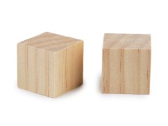 Dřevěná kostka - polotovar k dotvoření 2,5x2,5 cm
